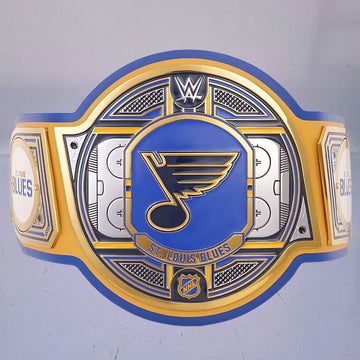 St. Louis Blues WWE NHL Championship Belt featuring the team's logo and colors.