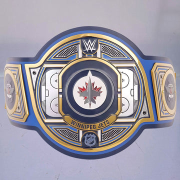 Winnipeg Jets WWE NHL Belt featuring the team's logo and colors.