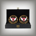 WWE championship title box set featuring Bret Hart side plates.