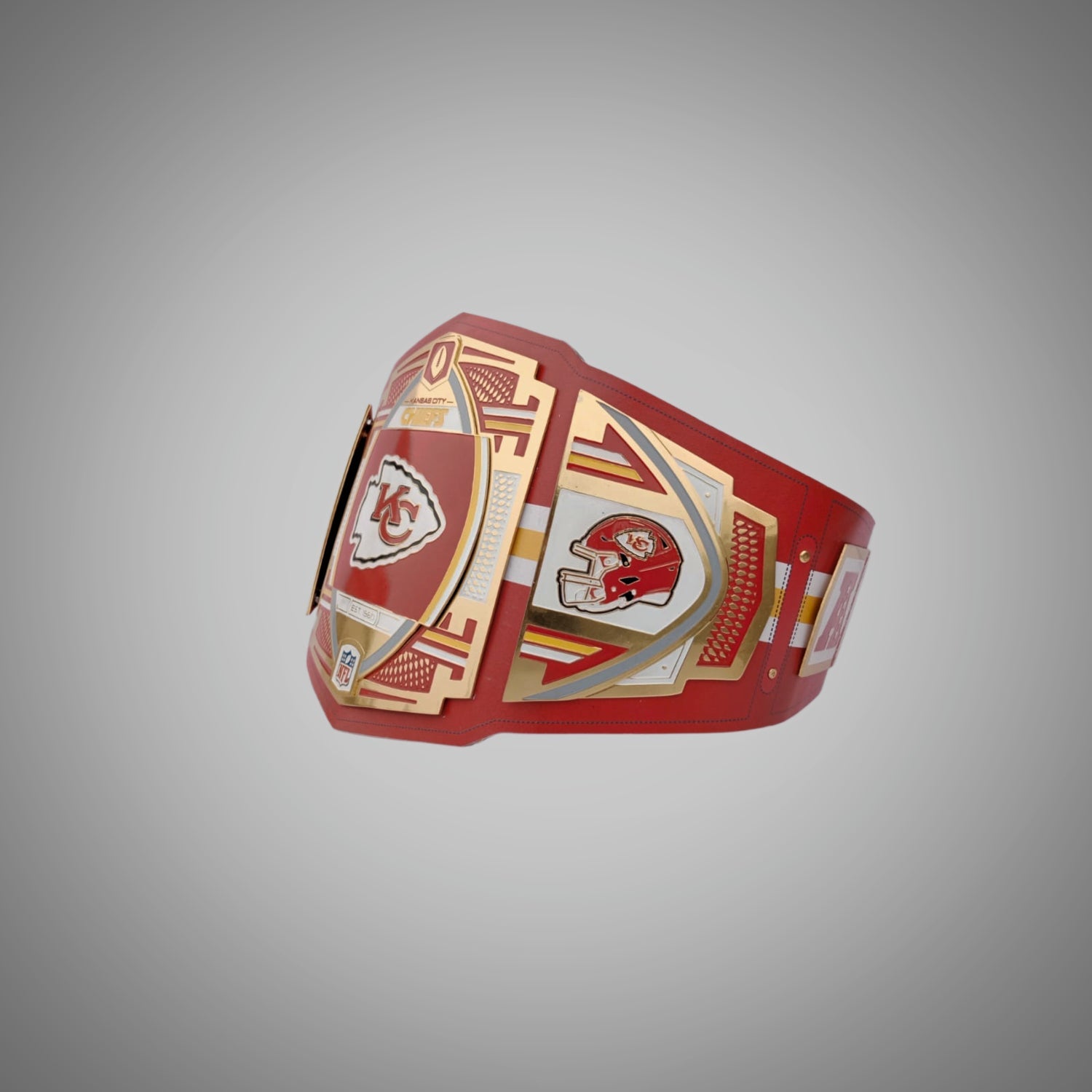 Kansas City Chiefs championship belt, merging NFL pride with WWE flair.