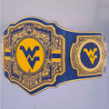 Exclusive West Virginia Mountaineers wrestling belt combining WWE and legacy elements.