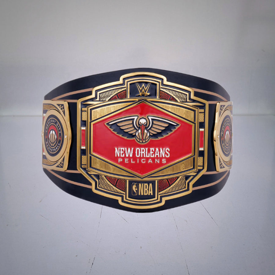 Authentic New Orleans Pelicans WWE NBA Championship Belt for fans.