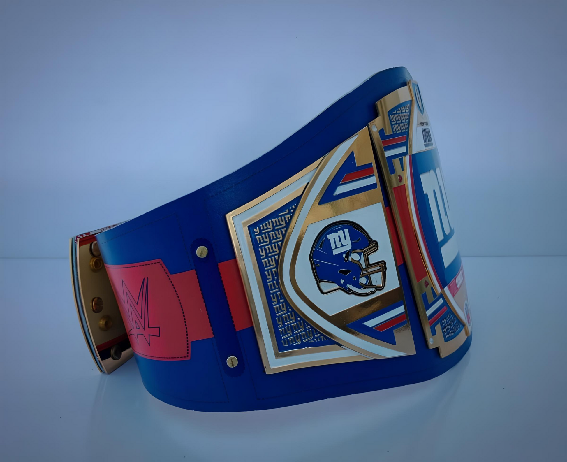 New York Giants WWE-style championship belt showcasing limited edition branding.