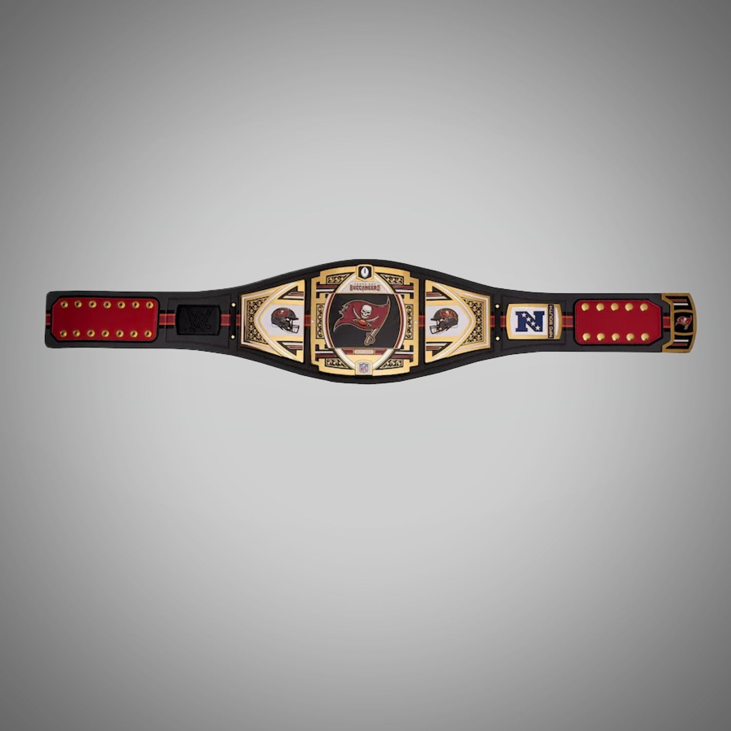 WWE-style championship belt customized for Tampa Bay Buccaneers fans, blending football and wrestling traditions.