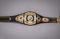 Pittsburgh Steelers WWE-style belt showcasing championship legacy branding.