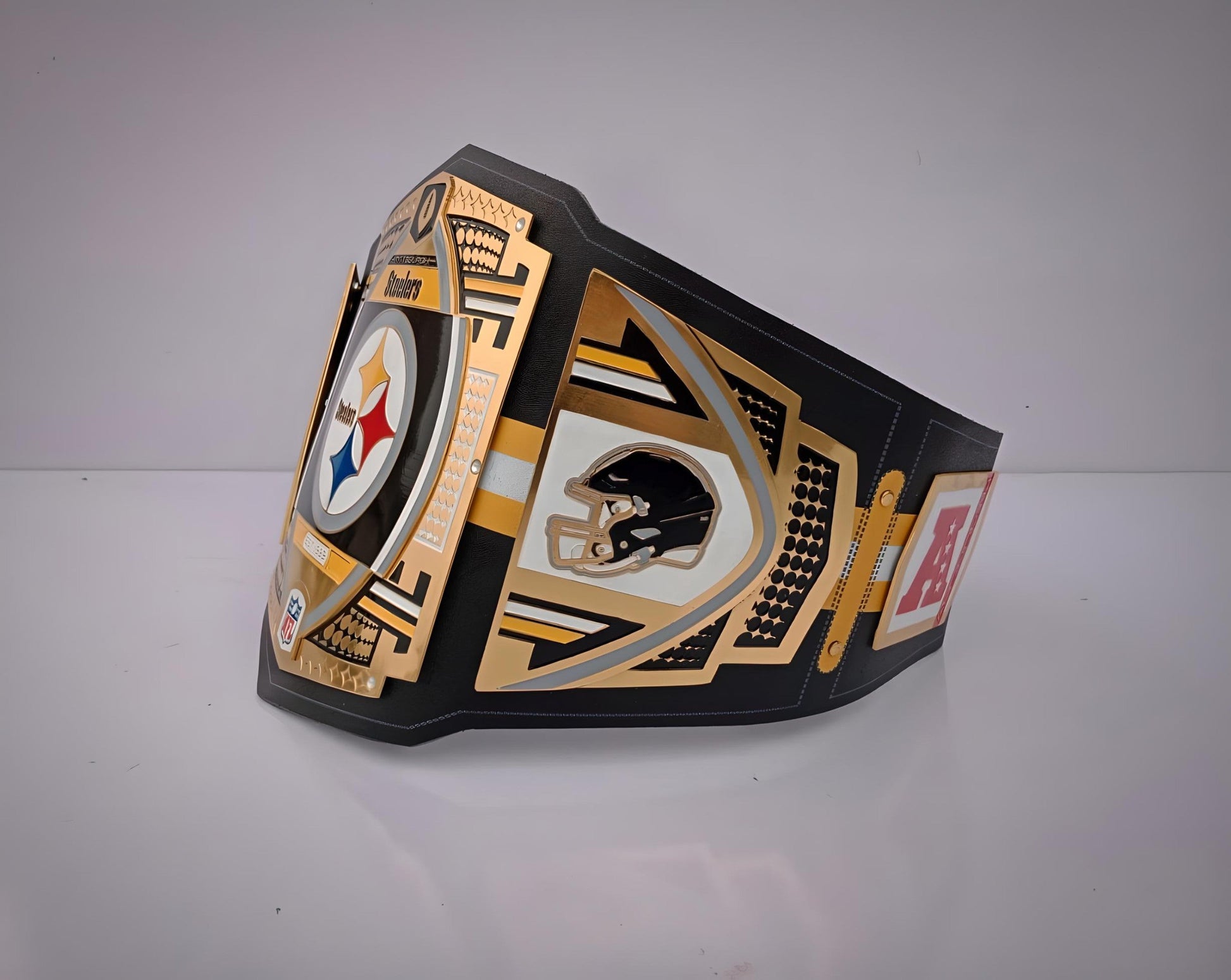 Ultimate fan collectible – Pittsburgh Steelers WWE belt with NFL championship features.