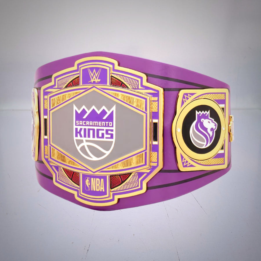 Close-up of the Sacramento Kings WWE NBA Legacy Championship Belt.