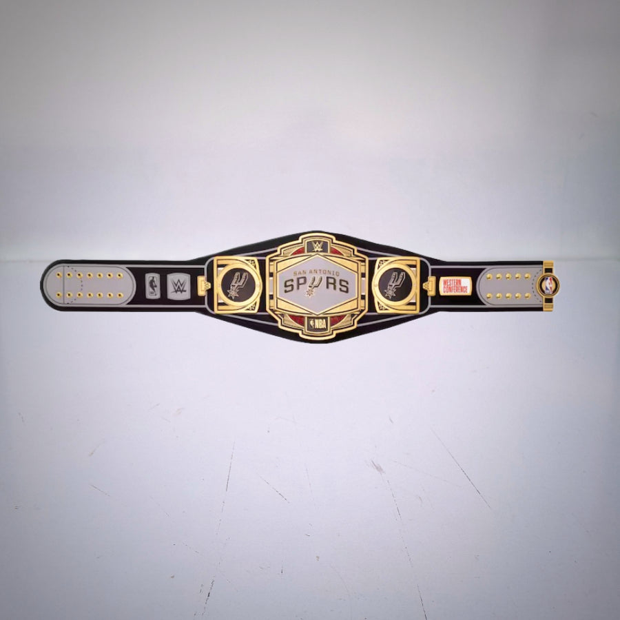 San Antonio Spurs WWE NBA Belt combining basketball excellence with wrestling history.