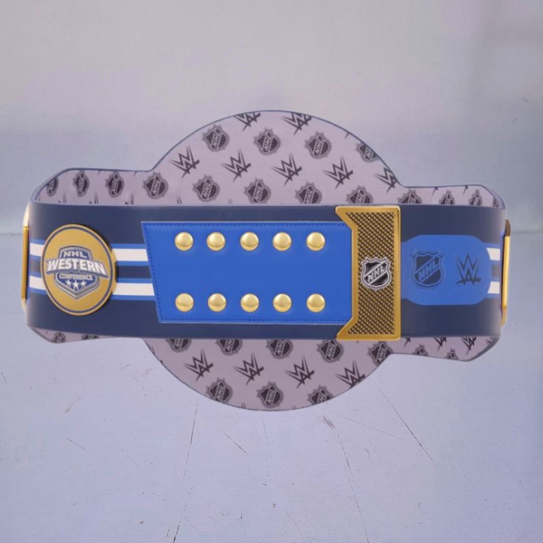 WWE-style championship belt customized for Winnipeg Jets fans, blending hockey and wrestling traditions.