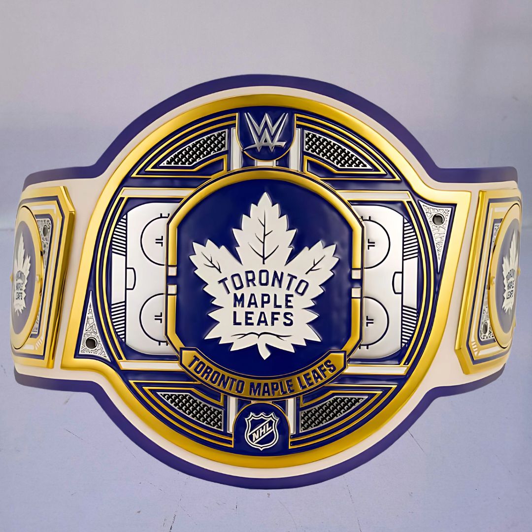 WWE Toronto Maple Leafs NHL Belt featuring the team's logo and colors.